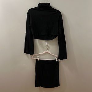 Shein 2 piece set bell sleeve turtle neck + skirt